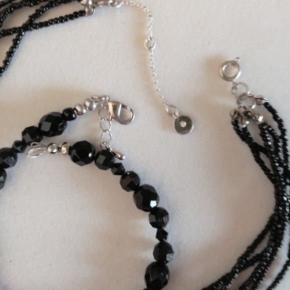 Vintage jet black faceted necklace with restorated - Picture 5 of 7